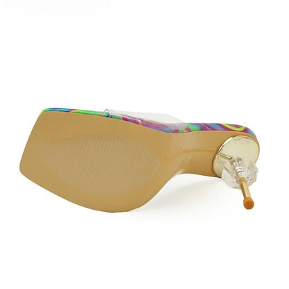 Crystal Diamond Slipper For Women Summer Fashion With Thin Heels