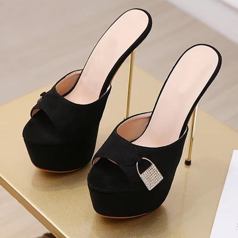 Crystal Nightclub Wedding Women’s Slippers Sexy Platform Thin High Heels