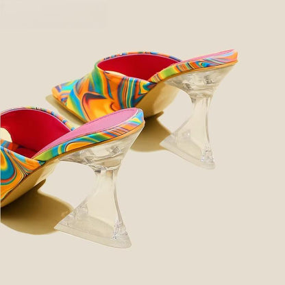 Transparent Camouflage High Heels Slippers Sandals