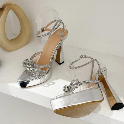 Bowknot Party Pumps With Pointed Toe And Platform For Women