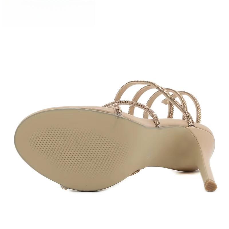 Crystal Ankle Cross Strap Sandals For Women