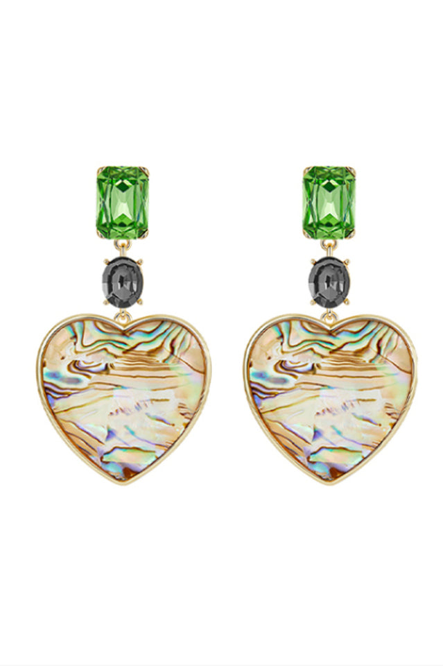 Heart Pendant Earrings With Oil Printing