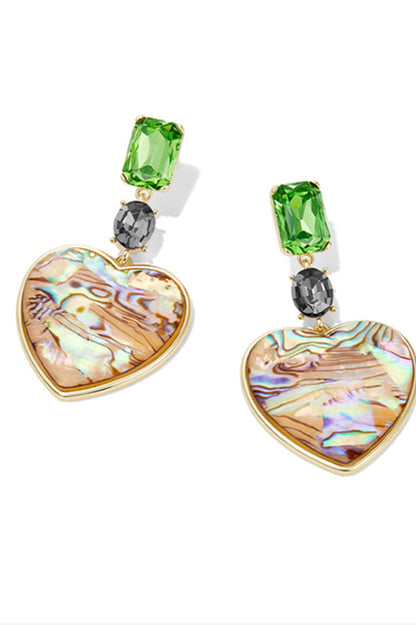 Heart Pendant Earrings With Oil Printing