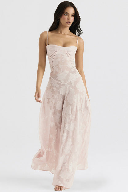 Lace Tie-Strap Romantic Maxi Dress