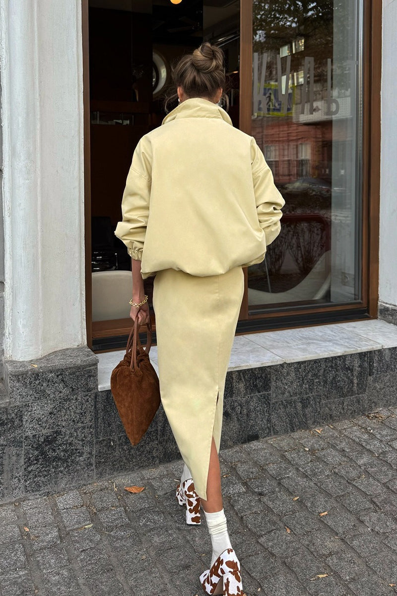 Utility Trench Jacket Midi Skirt Set