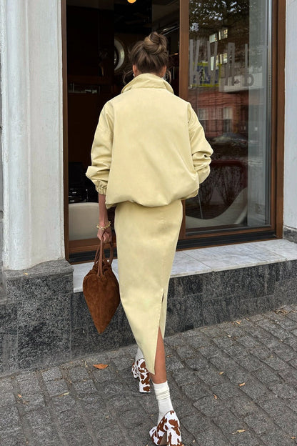 Utility Trench Jacket Midi Skirt Set