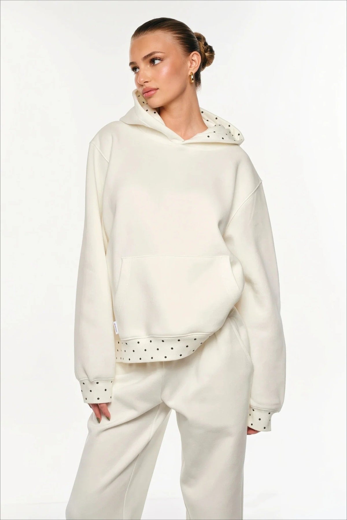 Loose Fit Polka Dot Printed Hoodie