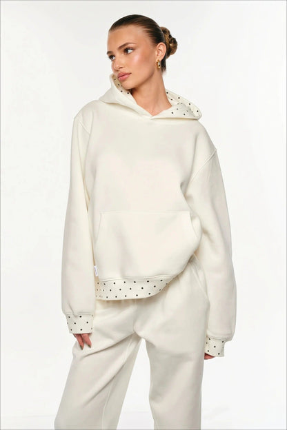 Loose Fit Polka Dot Printed Hoodie
