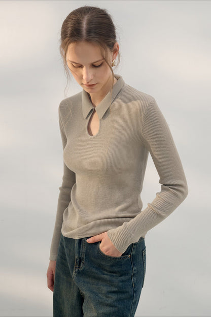 Elegant Solid Wool Knit Top