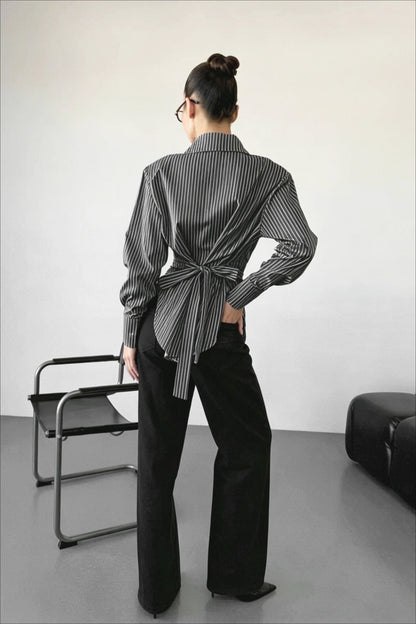 Striped Ruched Waist Shirt