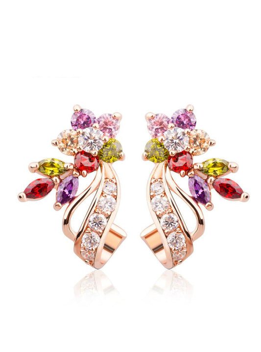 Multicolor Aaa Zircon Stone Big Stud Earrings White
