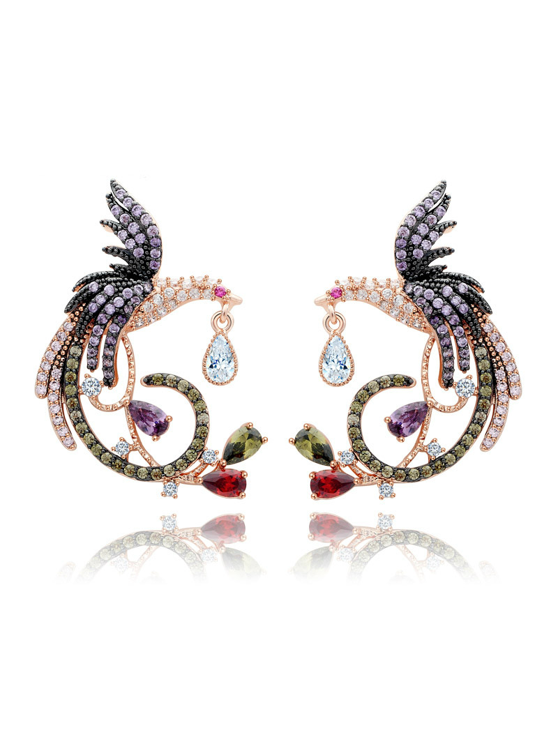 Arrival Jewelry Clear Phoenix Stud Earrings White