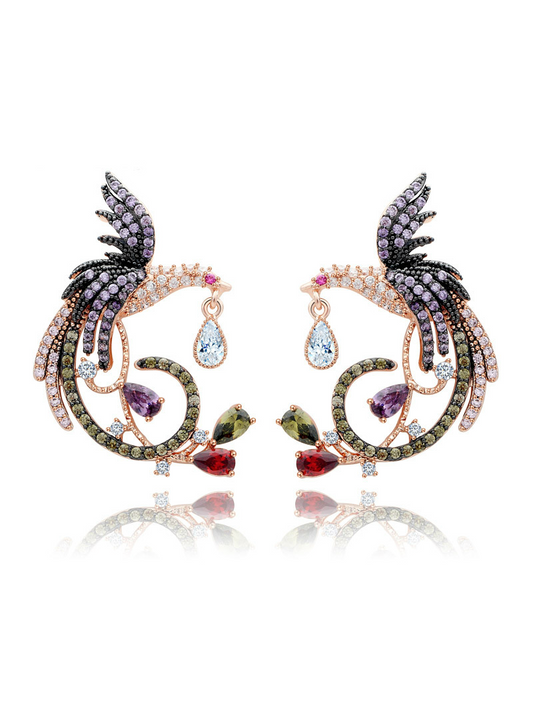 Arrival Jewelry Clear Phoenix Stud Earrings White