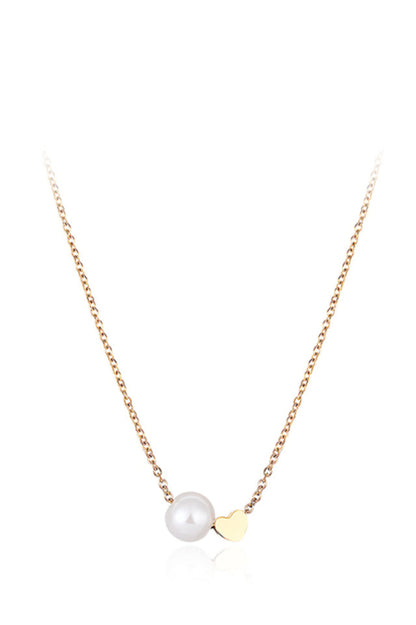 Sweet Heart Pearl Necklace Gold