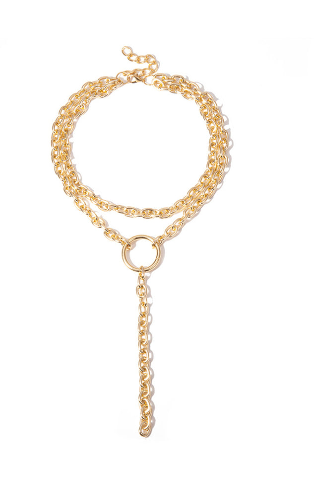 Hip Hop Rock Long Chain Necklace Gold