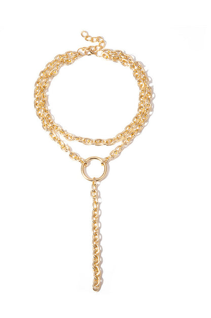Hip Hop Rock Long Chain Necklace Gold
