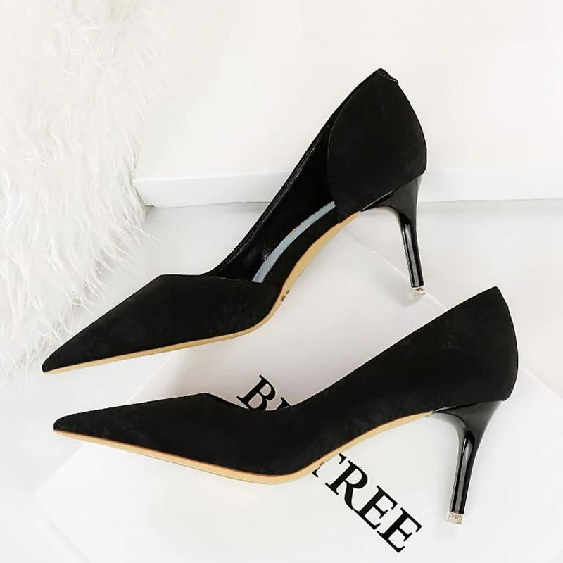 Designer Woman Pumps Pointed Toe High Heels For Parties 6168-A1-Black / 34