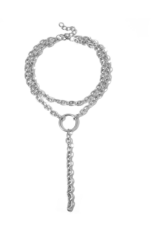 Hip Hop Rock Long Chain Necklace Silver