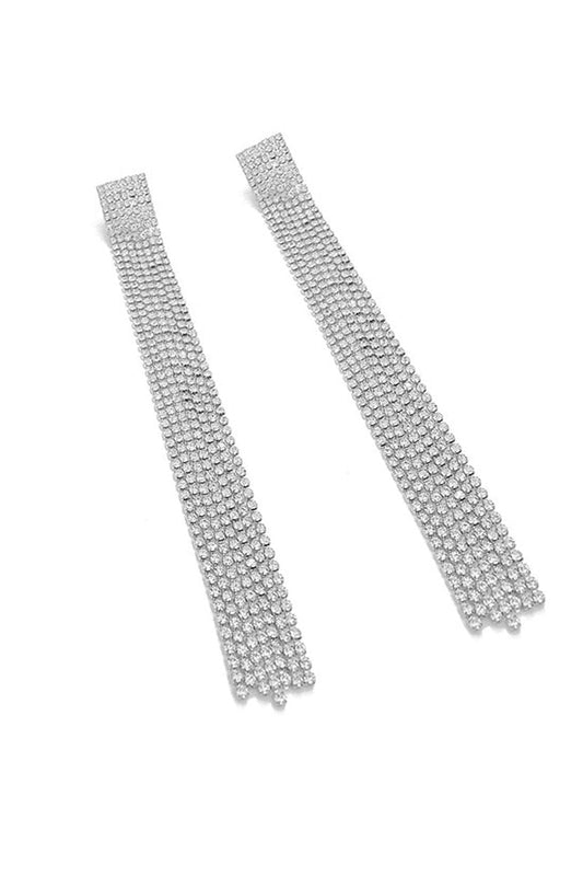 Rhinestone Crystal Sparkling Earrings Silver