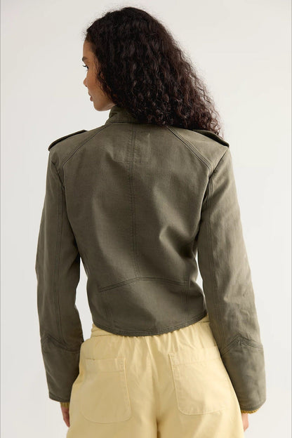 Cropped Double Breasted Military Jacket