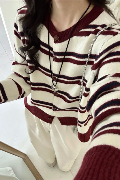 Colorblock Striped Knit Sweater