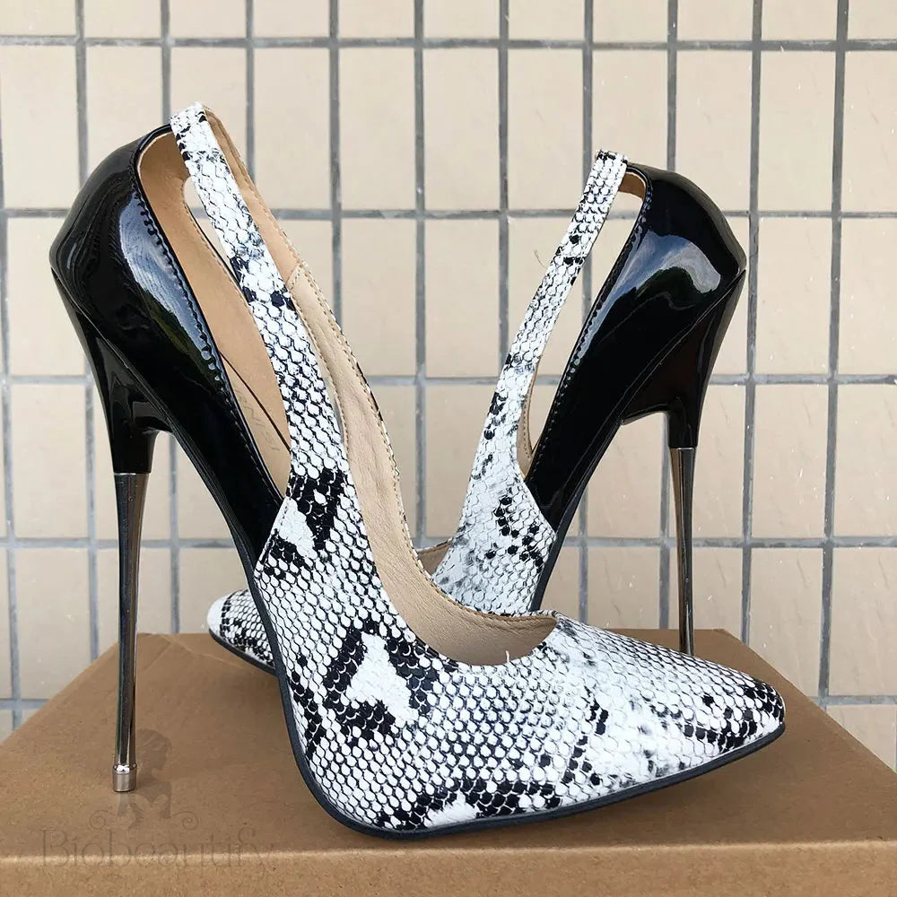 16Cm Sexy Extreme High Heels Snakeskin Pumps