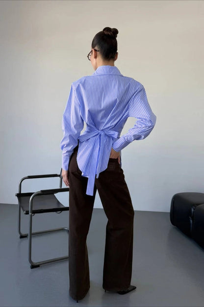 Striped Ruched Waist Shirt