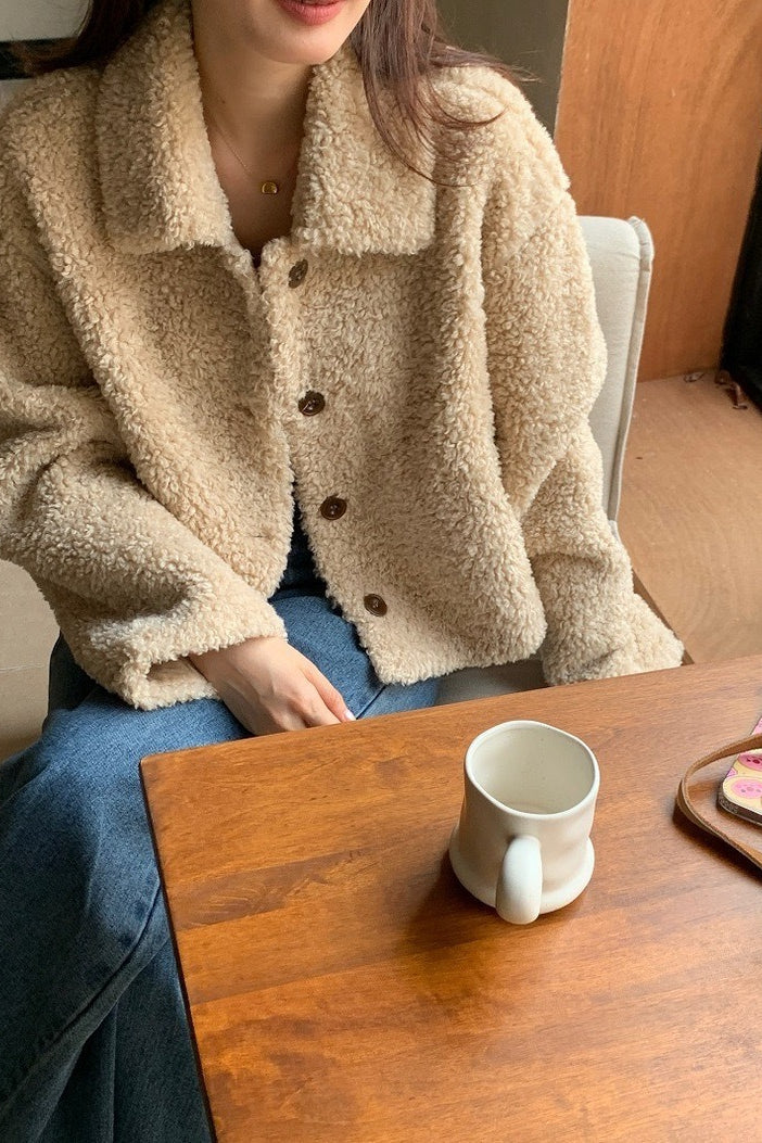 Thickened Lapel Cropped Coat