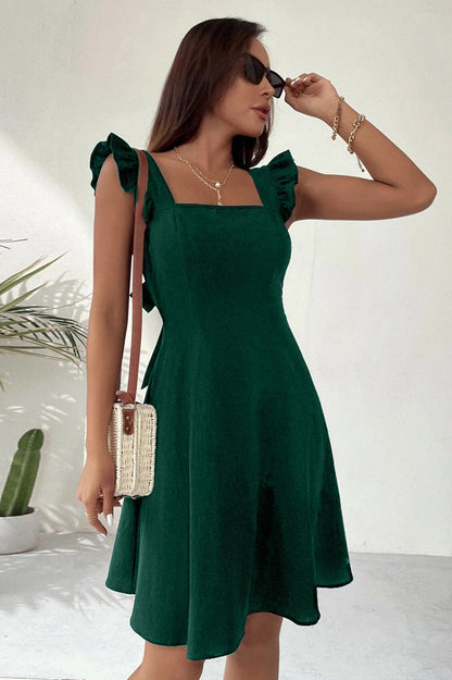 Sleeveless Mini Dress with Ruffle Tie-back