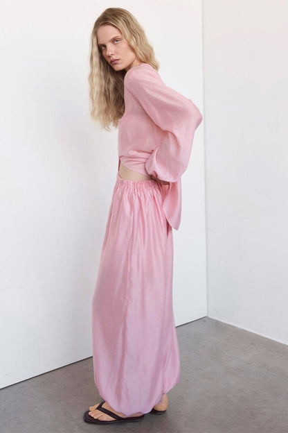Sheer Lyocell Shirt Harem Pants Set