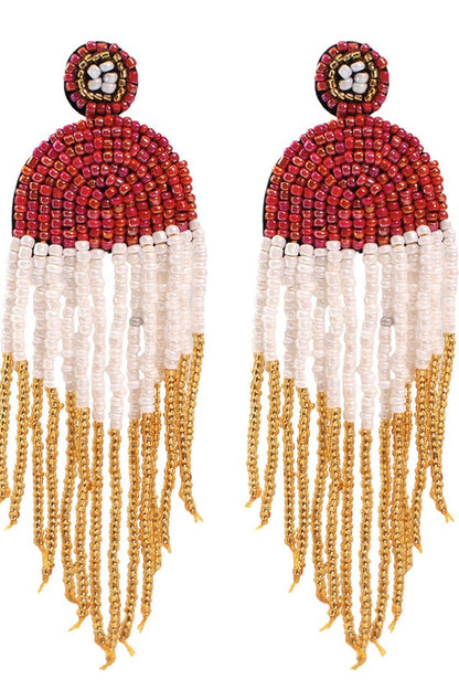 Bohemian Waterfall Dangle Earrings Red