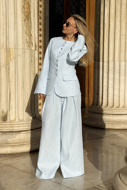 Tailored Blazer Wide Leg Pants Set