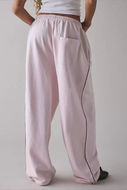 Elastic Waist Loose Fit Casual Pants