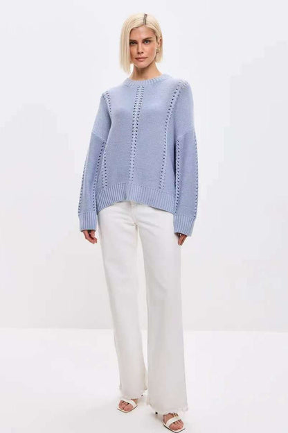 Casual Lace Knit Pullover Sweater