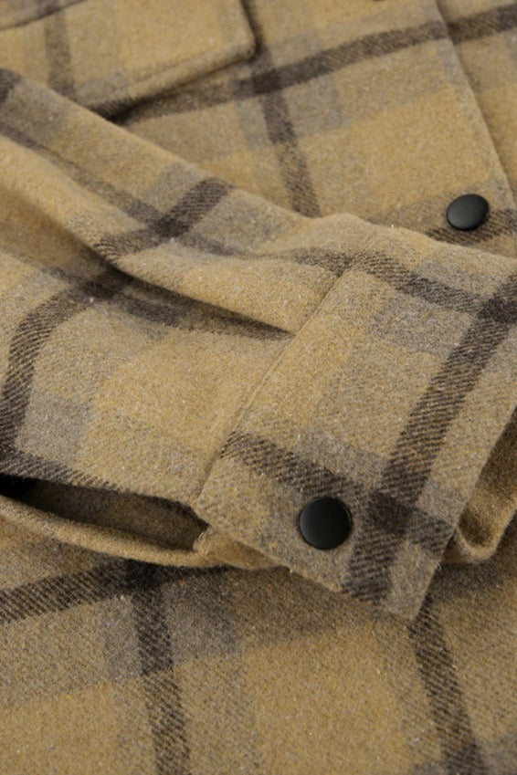 Loose Fit Plaid Wool Coat Jacket