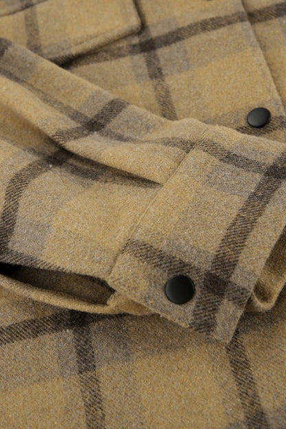 Loose Fit Plaid Wool Coat Jacket