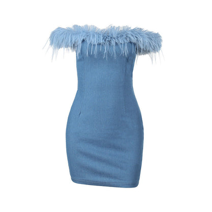 Denim Off-Shoulder Dress For Women
