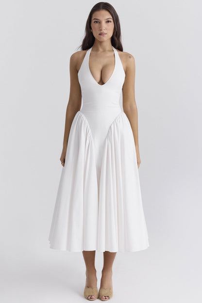 Draped Halter Maxi Party Dress