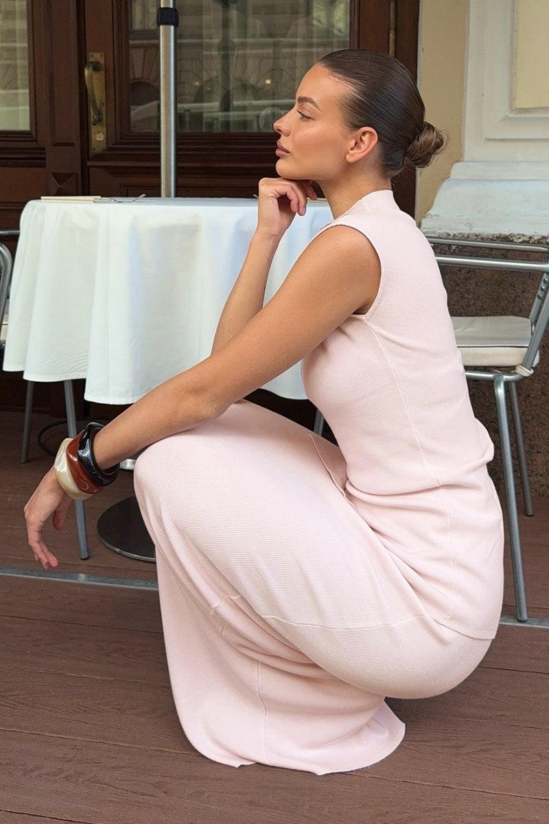 Mock Neck Knit Top Maxi Skirt Set