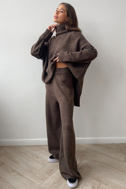Oversized Turtleneck Sweater Wide Leg Pants Set