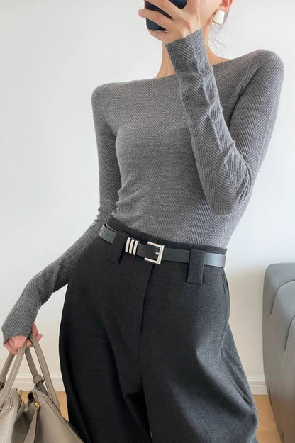 Seamless Ripple Stitch Knit Top