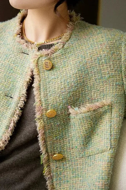 Elegant Long Sleeve Tweed Jacket