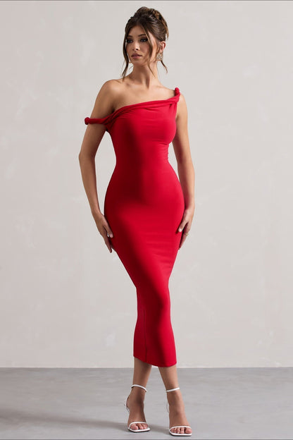 Bardot Rolled Hem Party Dress