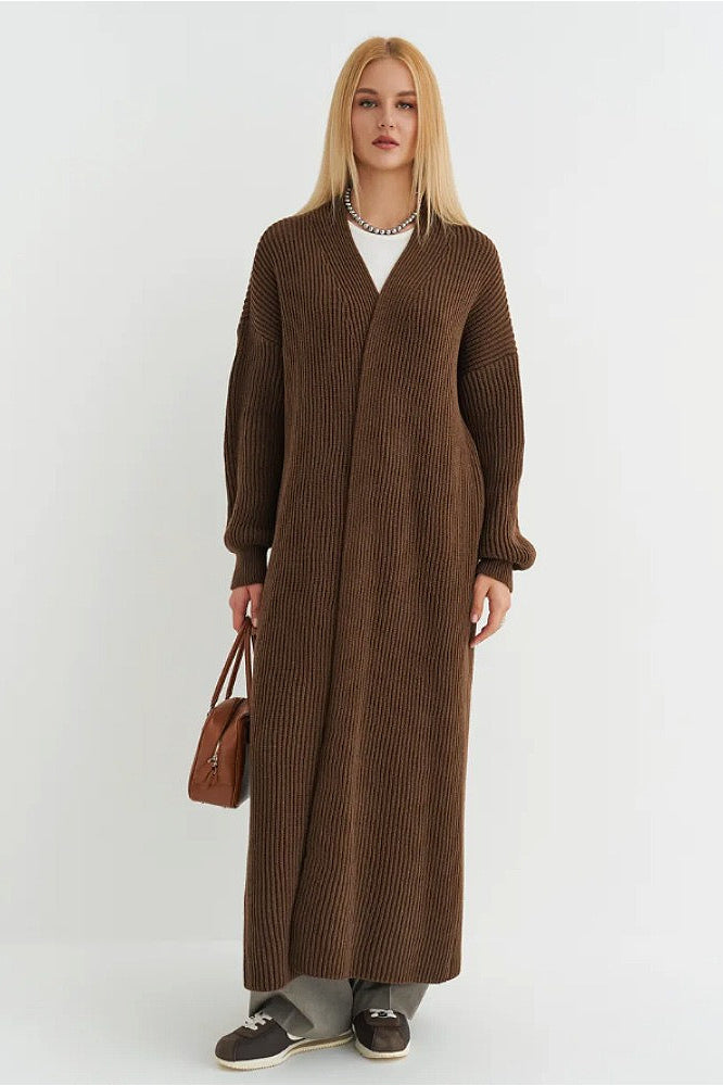 Oversized Long-Length Knit Cardigan