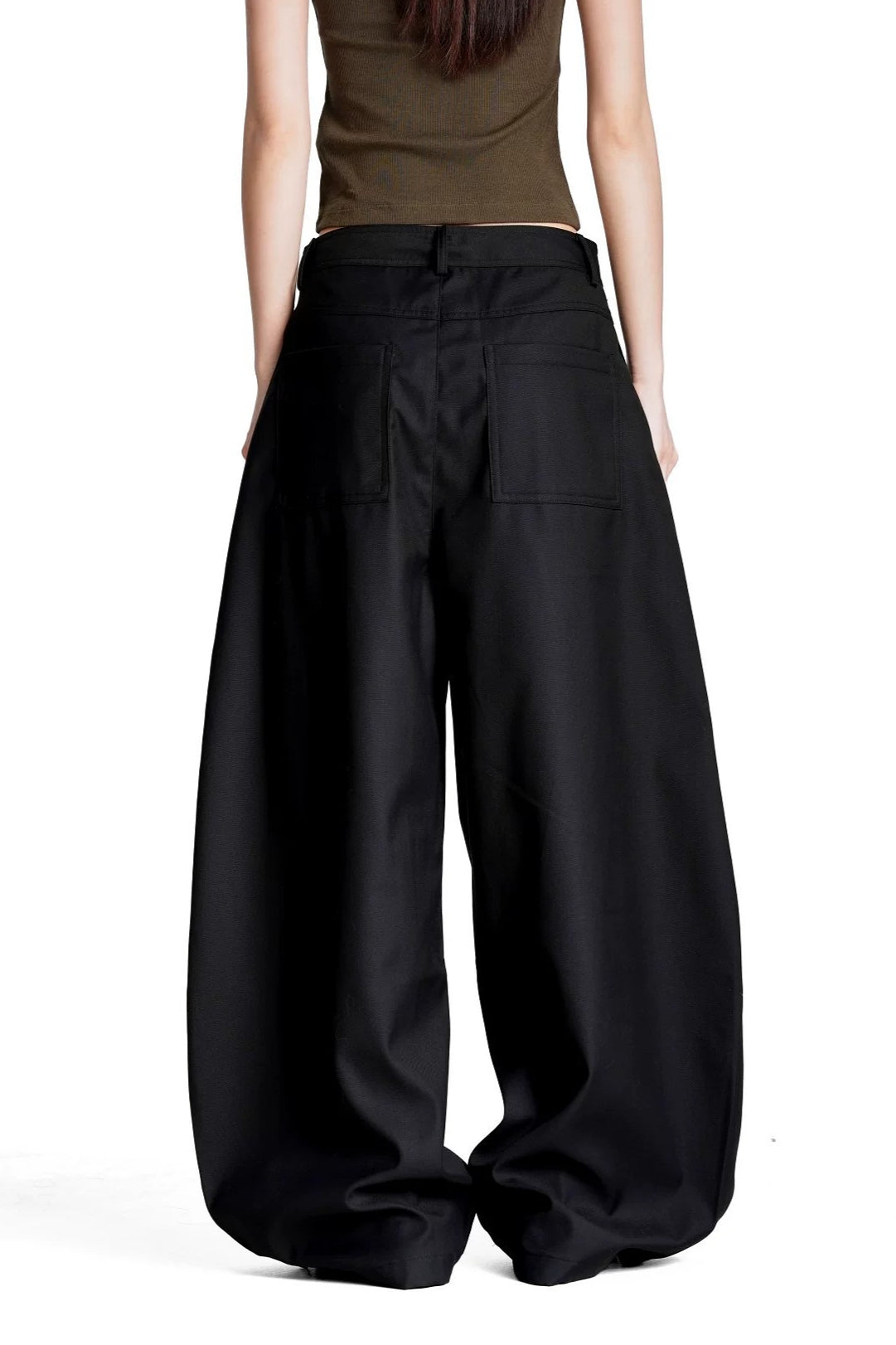 Asymmetric Button Front Wide Leg Pants