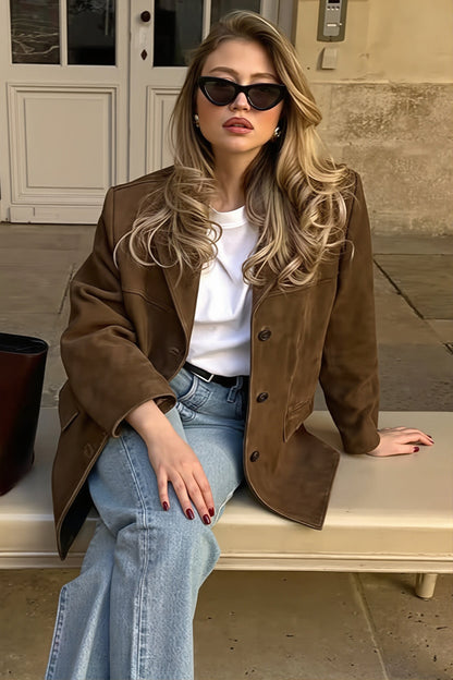 Brushed Suede Relaxed Blazer