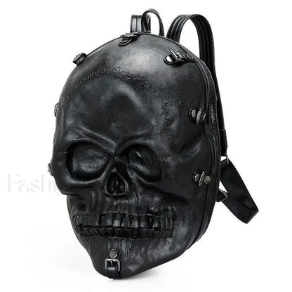 3D Backpack Gothic Travel Ghost Skull Rivets Vintage Punk Bag Black