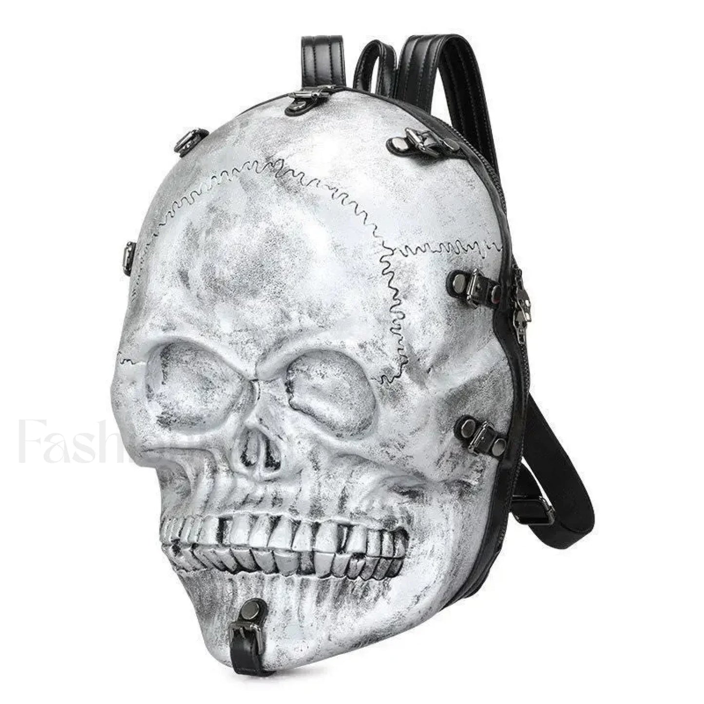 3D Backpack Gothic Travel Ghost Skull Rivets Vintage Punk Bag silver