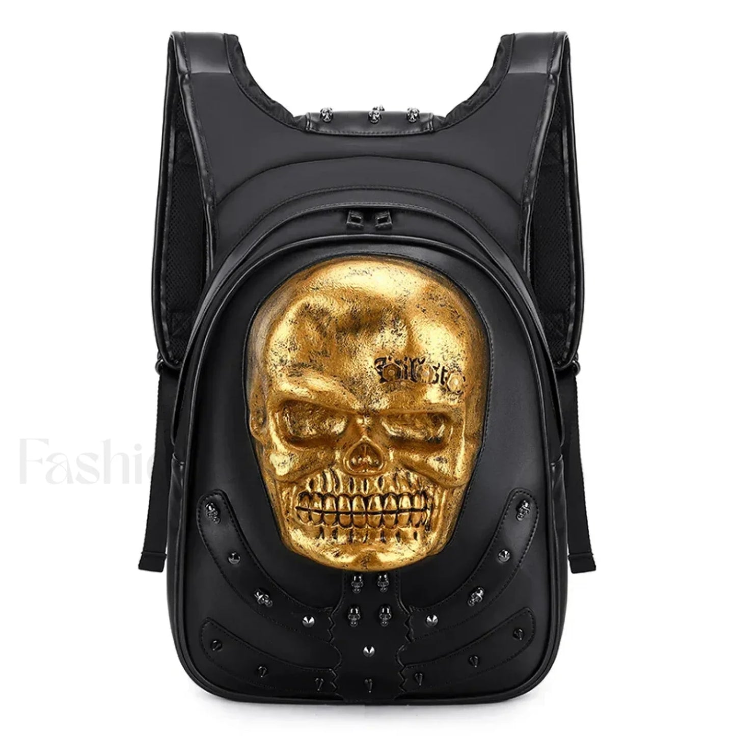 3D Embossed Skull Punk Rock Gothic Leather Rivets Laptop Travel Bag Black 3