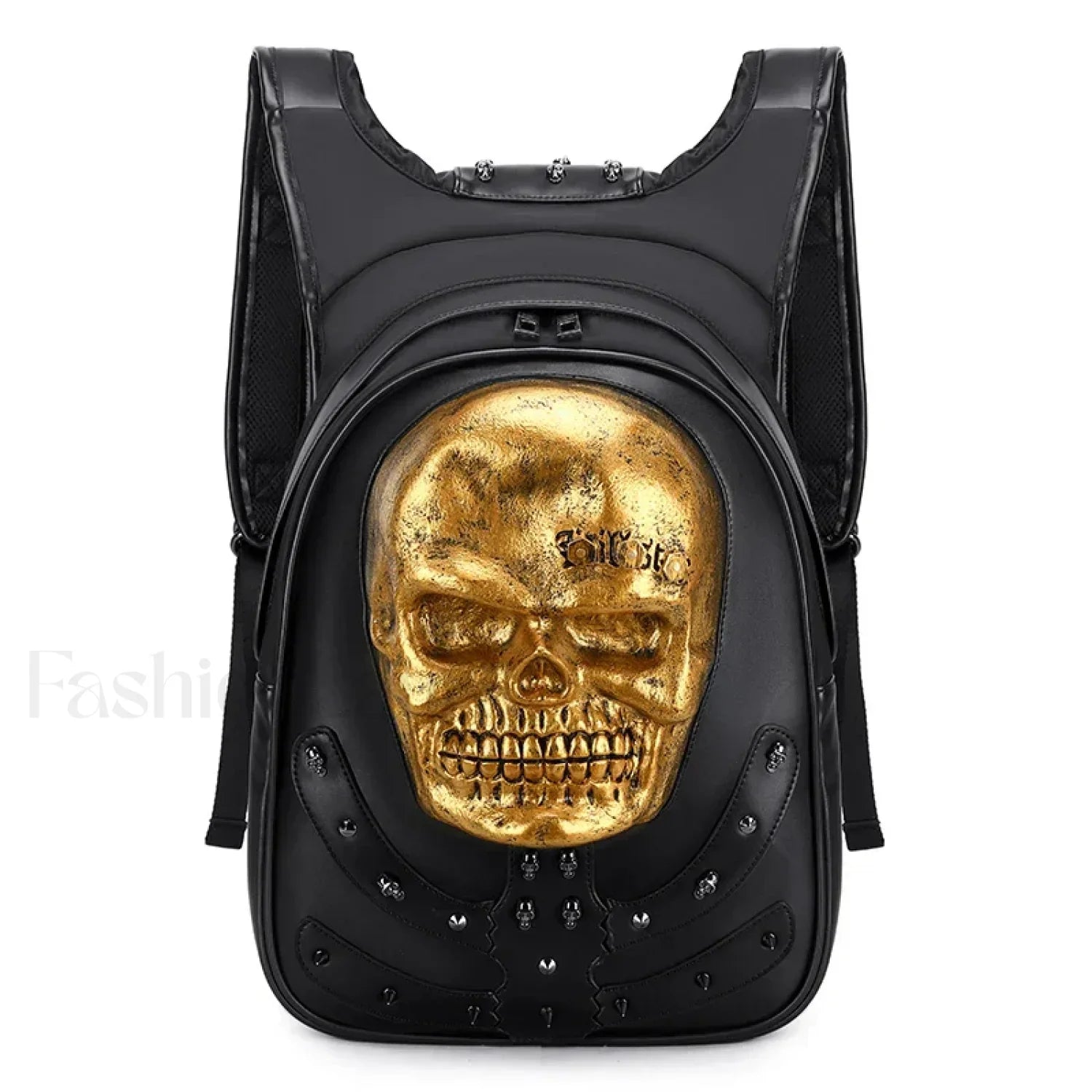 3D Embossed Skull Punk Rock Gothic Leather Rivets Laptop Travel Bag Black 3